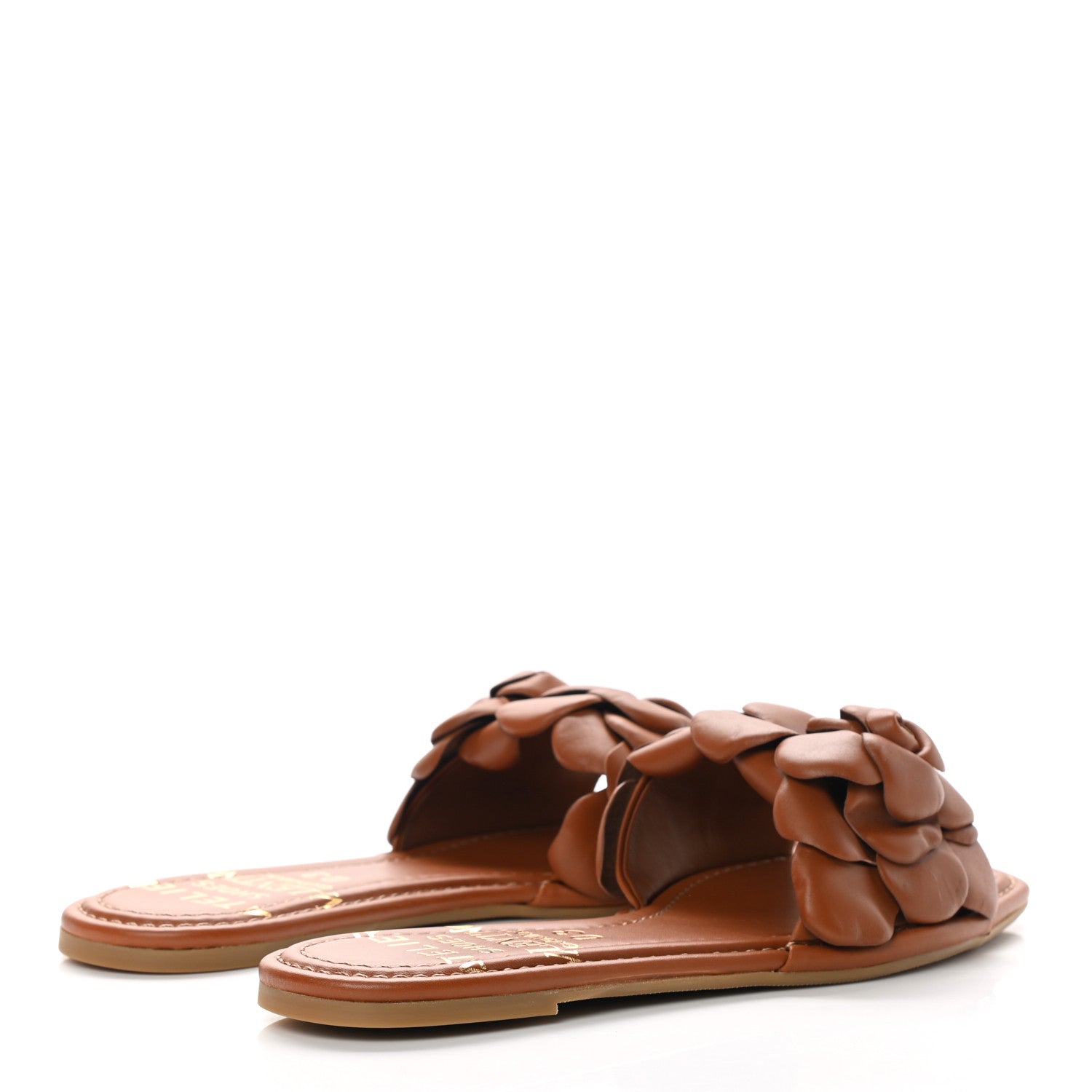 Valentino Garavani Calfskin Atelier 03 Rose Edition Slide Sandals 38 Cuoio 4 of 8