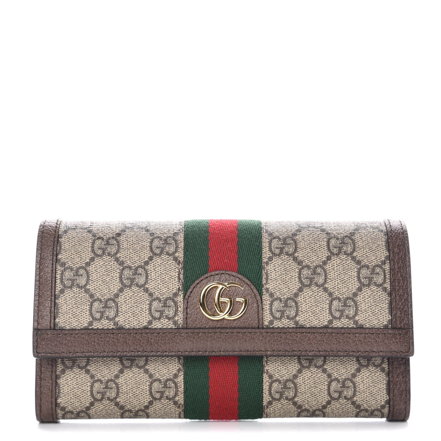 GG Supreme Monogram Web Ophidia Continental Wallet Brown
