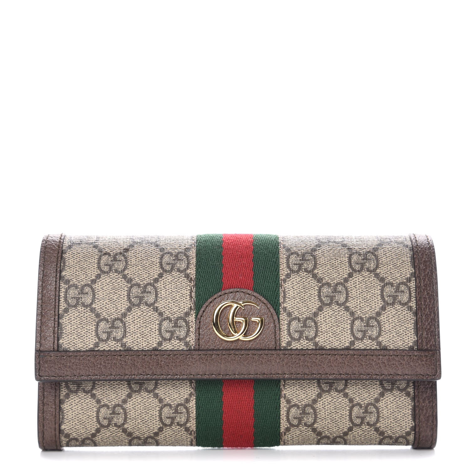 Gucci GG Supreme Monogram Web Ophidia Continental Wallet Brown 1 of 10