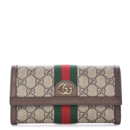 Gucci GG Supreme Monogram Web Ophidia Continental Wallet Brown 1 of 10