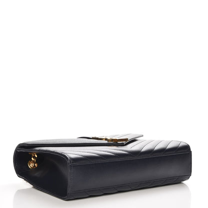 Saint Laurent Grain De Poudre Matelasse Chevron Medium Monogram Satchel Midnight Blue 4 of 6