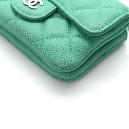 Chanel Iridescent Caviar Quilted Flap Zip Card Holder Green 10 of 11