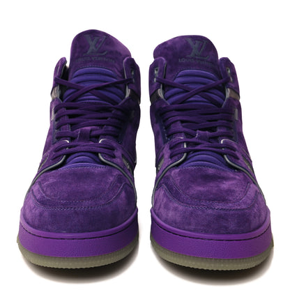 Louis Vuitton Calfskin Suede Mens LV High Top Trainer Sneakers 10 Purple 2 of 8