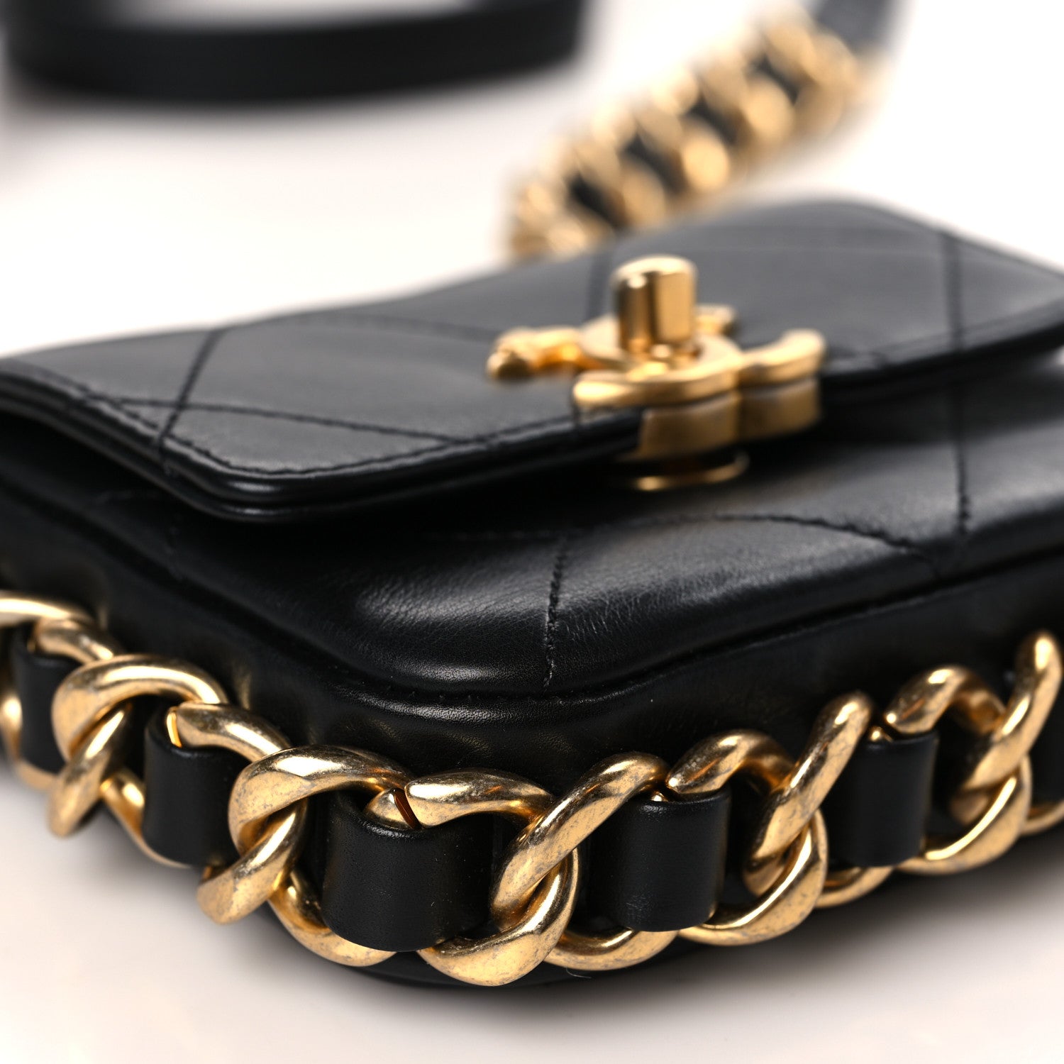 Chanel Calfskin Quilted Mini Framing Chain Bag Black 8 of 9