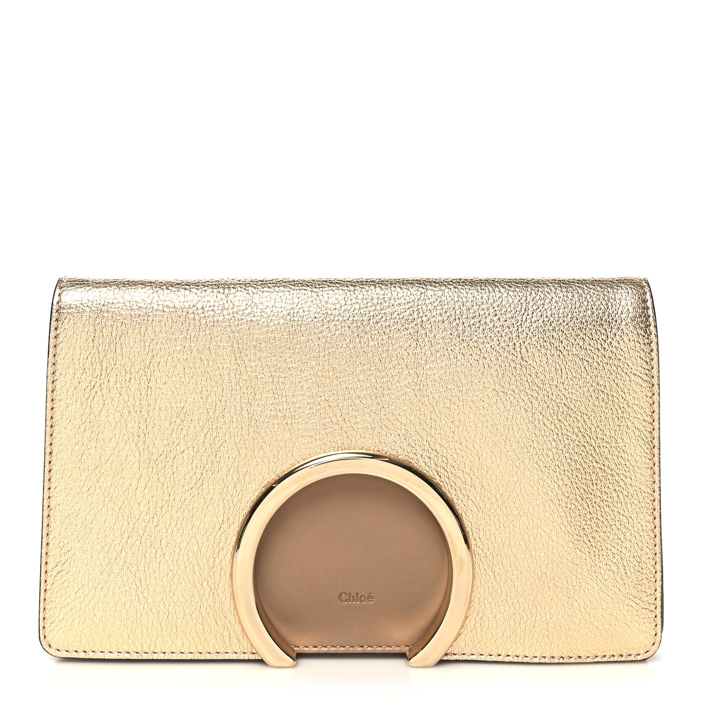 Metallic Grained Calfskin Gabrielle Gold Chestnut