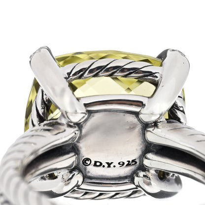 David Yurman Sterling Silver Diamond Lemon Citrine 14mm Chatelaine Ring 52 6 4 of 4