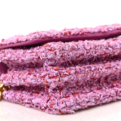 Chanel Tweed Enamel Quilted Pending CC Mini Wallet On Chain WOC Pink Purple 7 of 8