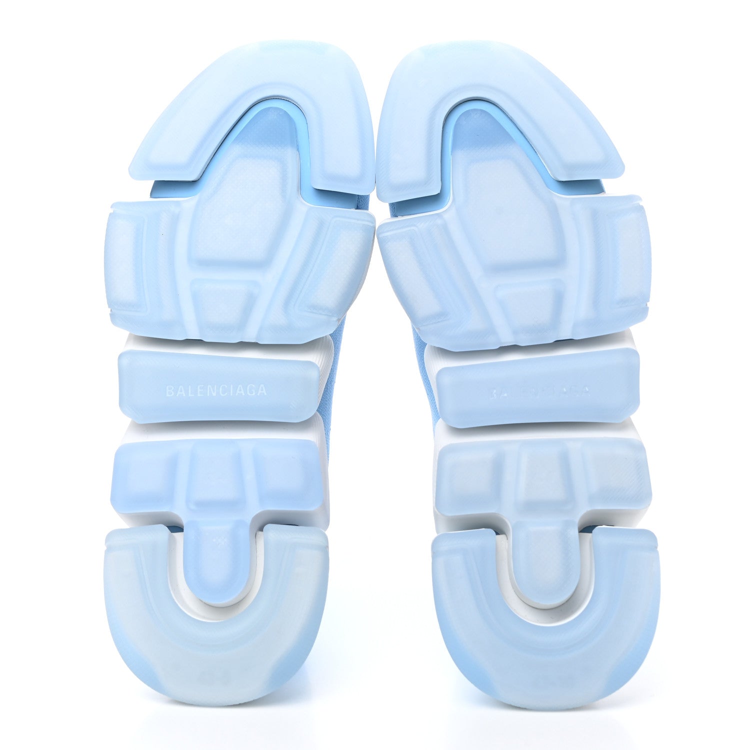Balenciaga Technical 3D Recycled Knit Bi-Color Mens Speed 2.0 Transparent Sole Sneakers 43 Blue White Transparent Blue 5 of 8