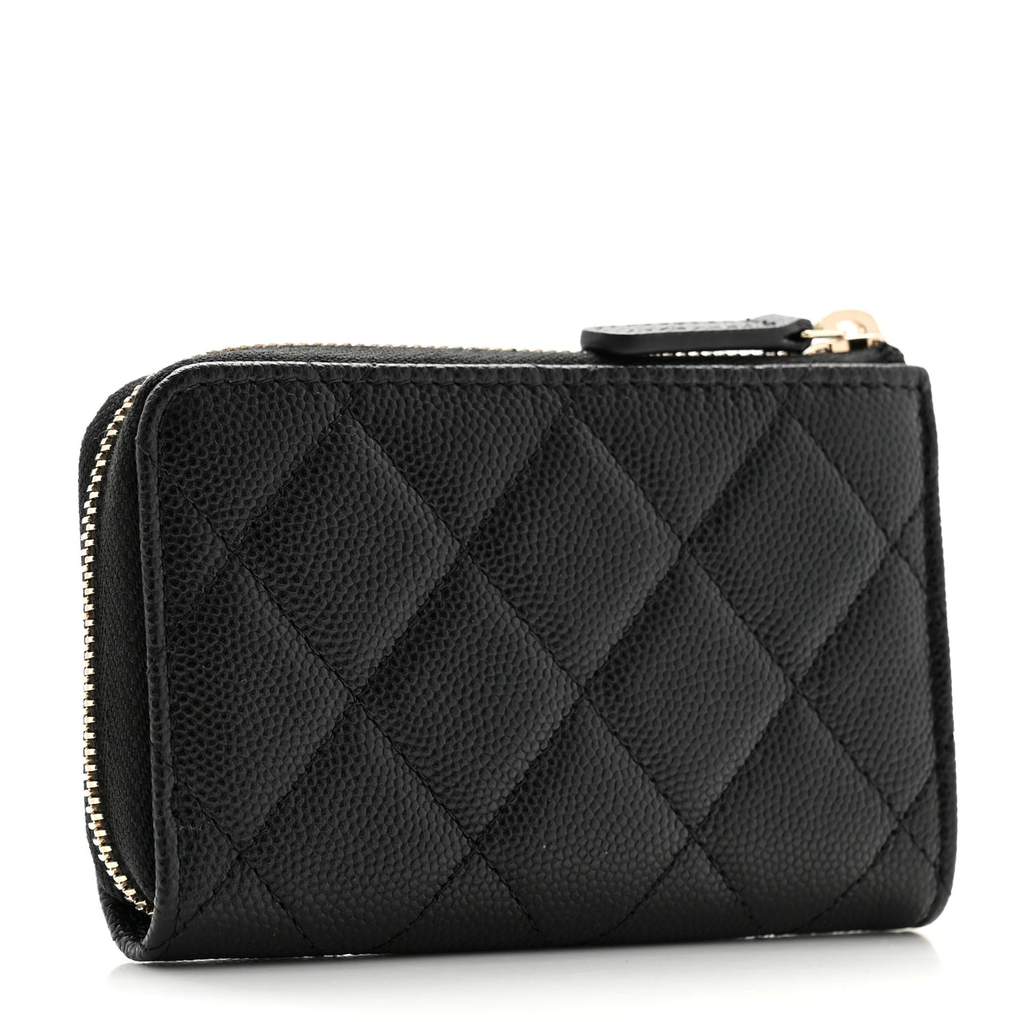 Caviar Quilted Zipped Key Holder Case Black