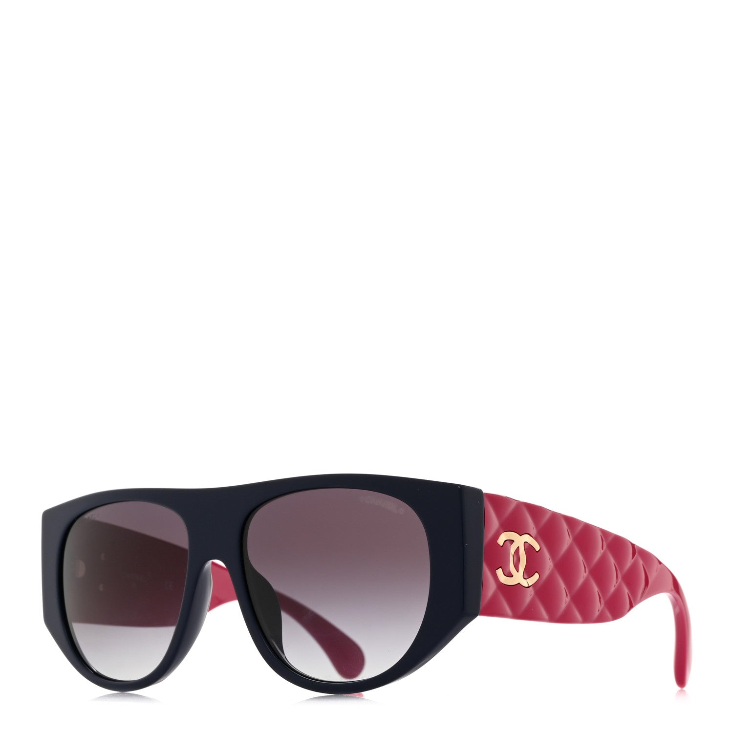 Chanel Acetate Quilted CC Pilot Sunglasses 71465 Blue Red 1 of 8