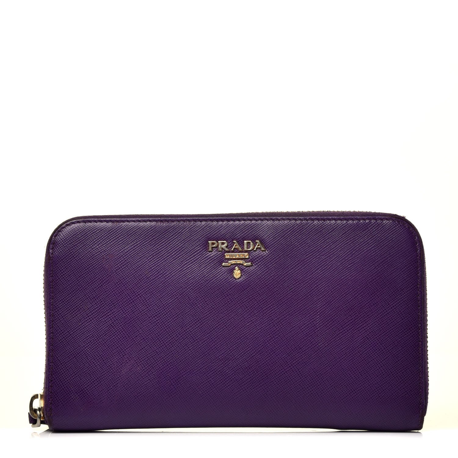 Prada Saffiano Metal Zip Around Wallet Viola 1 of 8