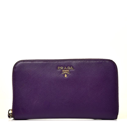 Prada Saffiano Metal Zip Around Wallet Viola 1 of 8