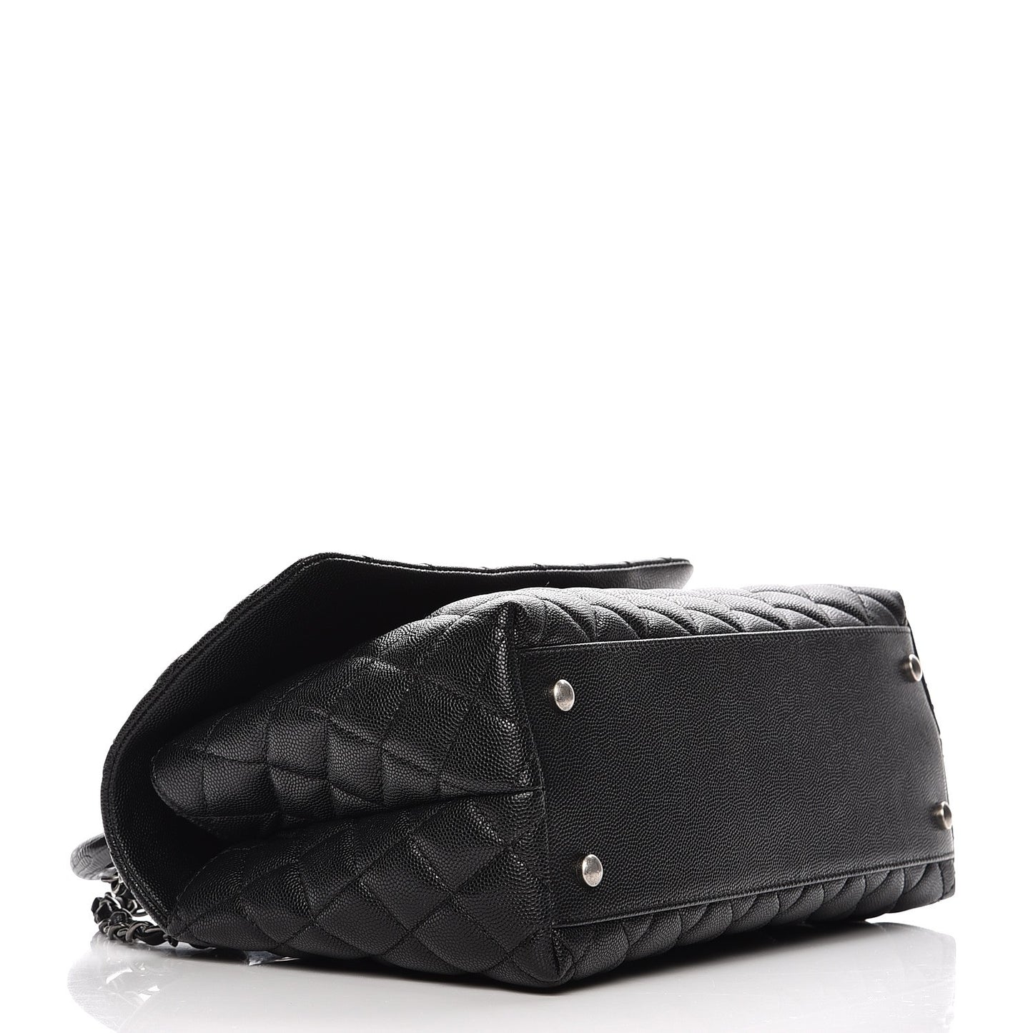 Caviar Lizard Quilted Small Coco Handle Flap Black
