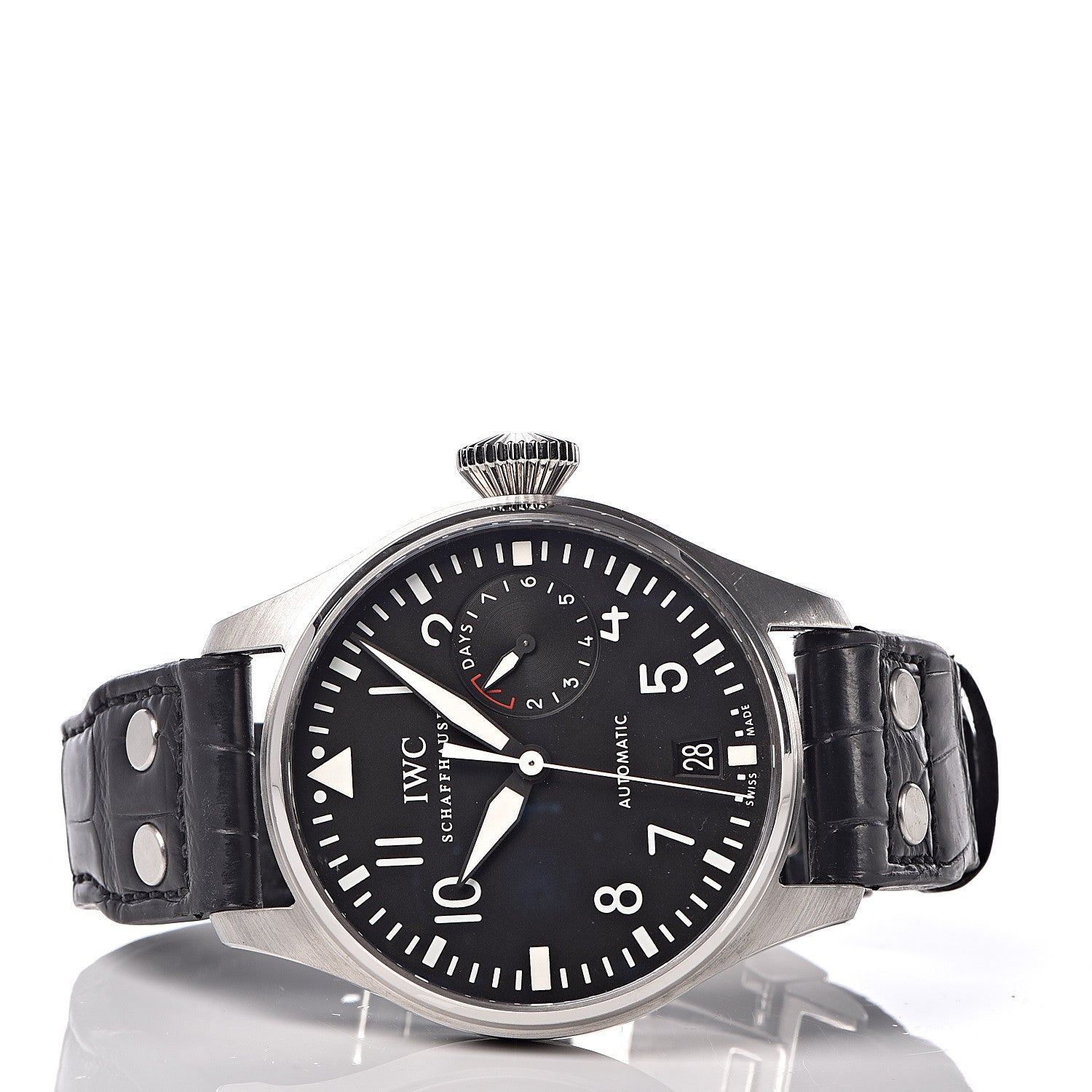 IWC Stainless Steel Alligator 46.2mm Schaffhausen Pilot Automatic Watch Black IW501001 3 of 6