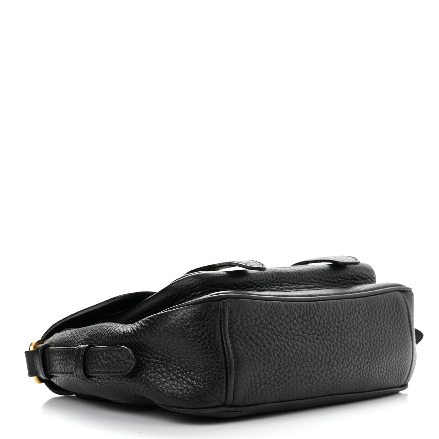 Vitello Daino Double Buckle Messenger Bag Black