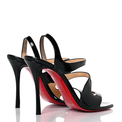 Christian Louboutin Patent Vavazou Asymmetric 100 Strappy Sandals 37 Black 4 of 7