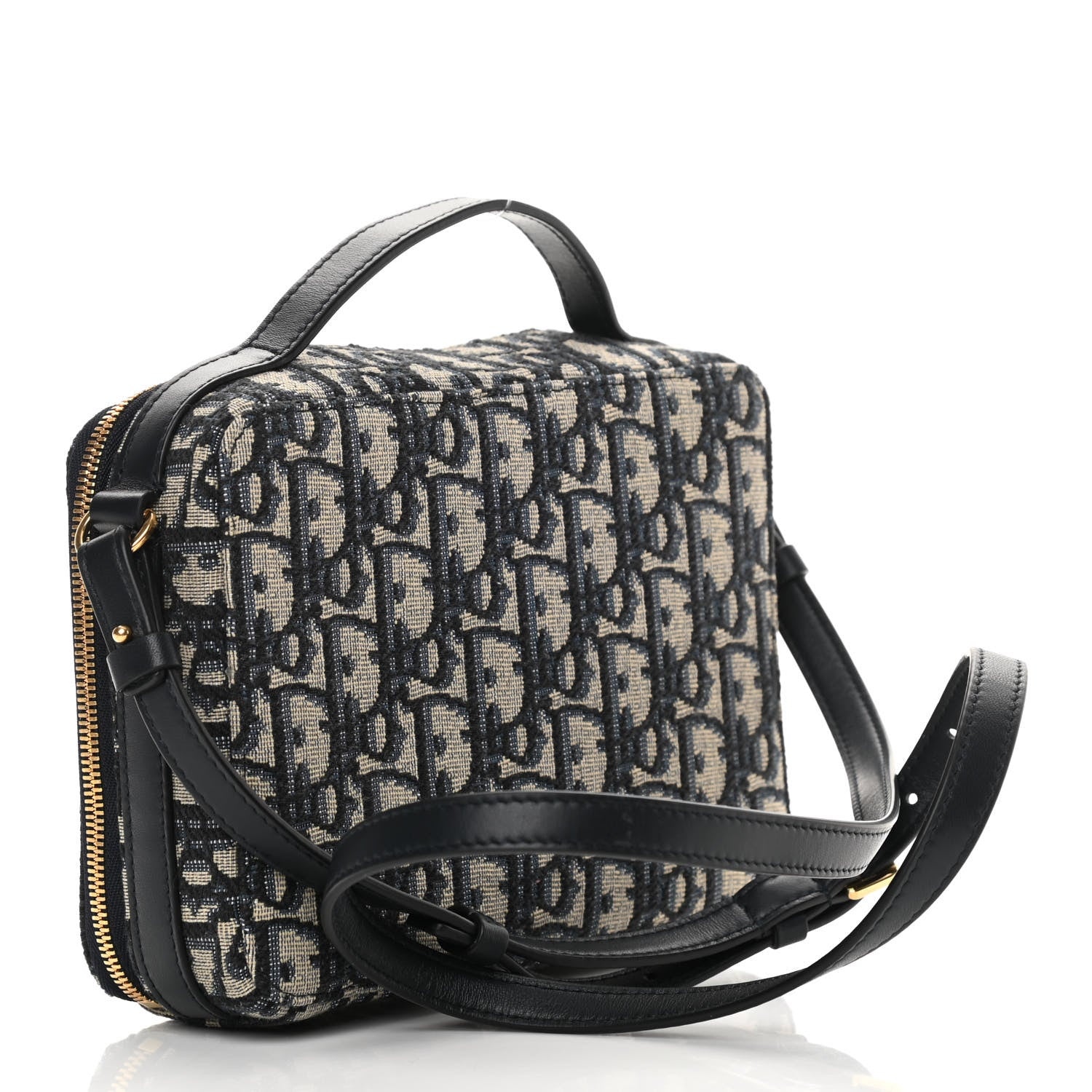 Christian Dior Oblique 30 Montaigne Top Handle Box Bag Blue 2 of 12