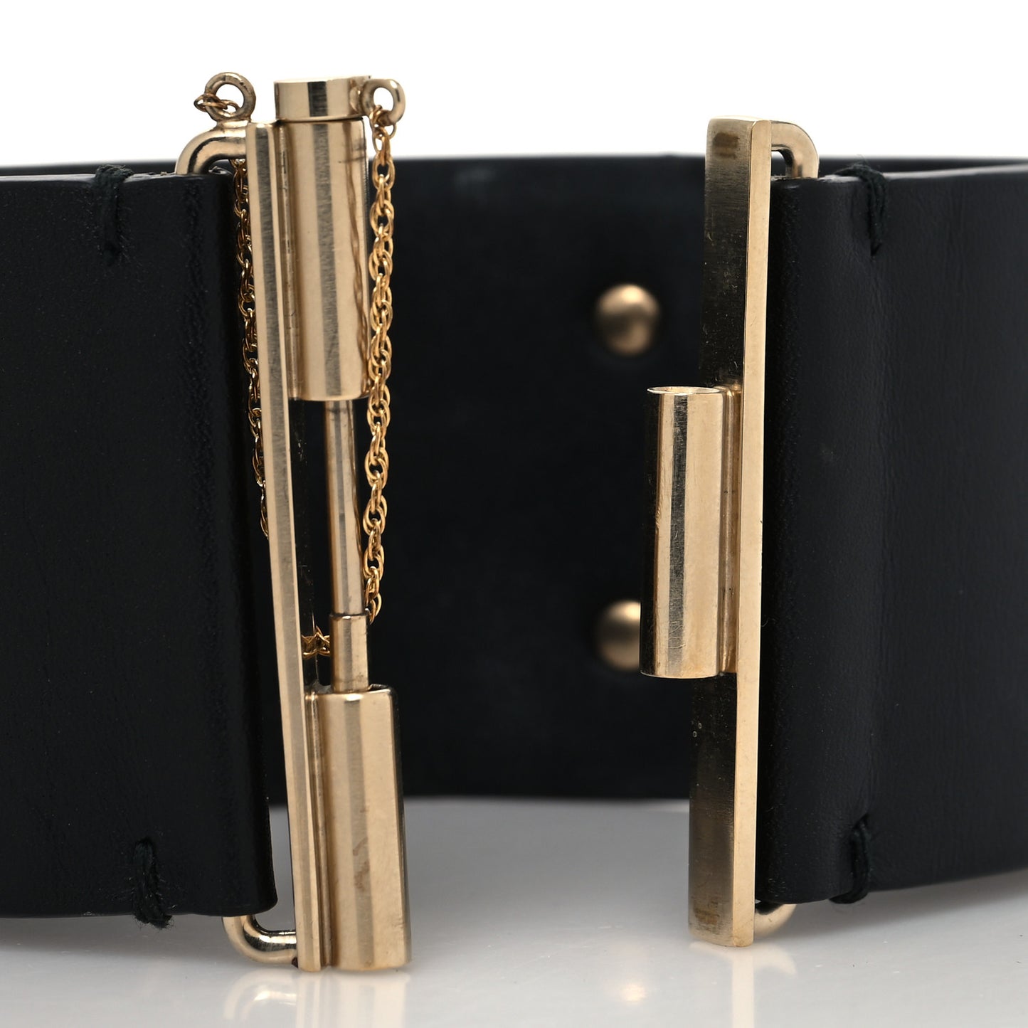 Calfskin CC Wide Cuff L Black Gold