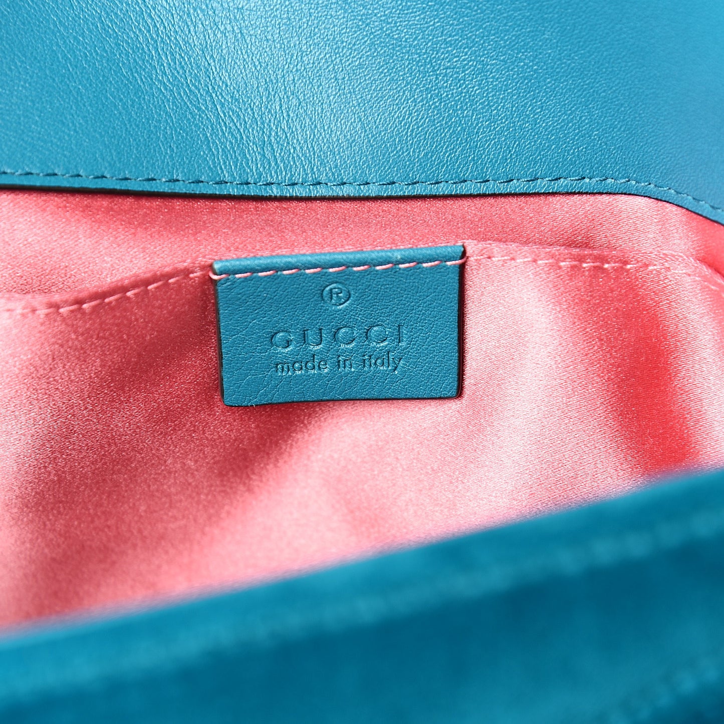 Velvet Matelasse Mini GG Marmont Shoulder Bag Pavone Cyan