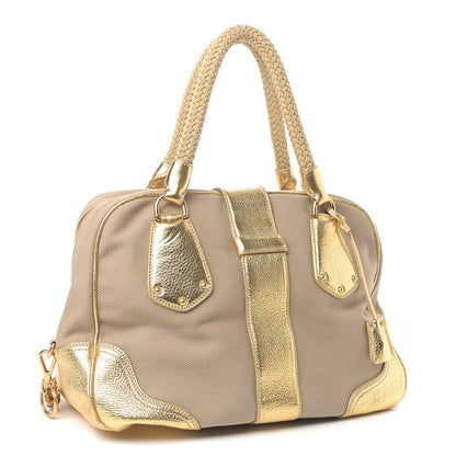 Prada Metallic Vitello Daino Canapa Bowler Platino Corda 2 of 9