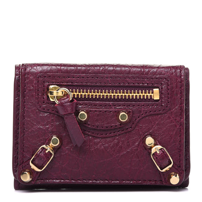 Balenciaga Agneau Arena Classic Gold Hardware Mini Wallet Violet Prune 1 of 13