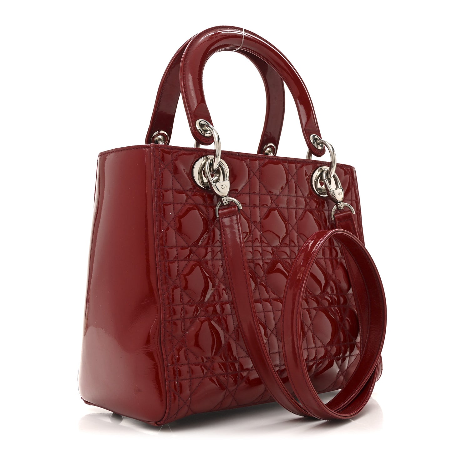 Patent Cannage Medium Lady Dior Red