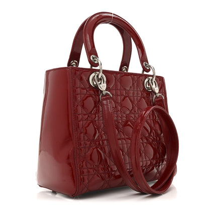 Christian Dior Patent Cannage Medium Lady Dior Red 3 of 17