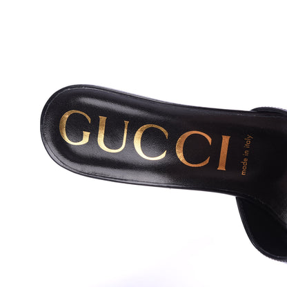 Gucci Polished Calfskin Scarlet Mid Heel Slide Sandals 38 Black 7 of 8