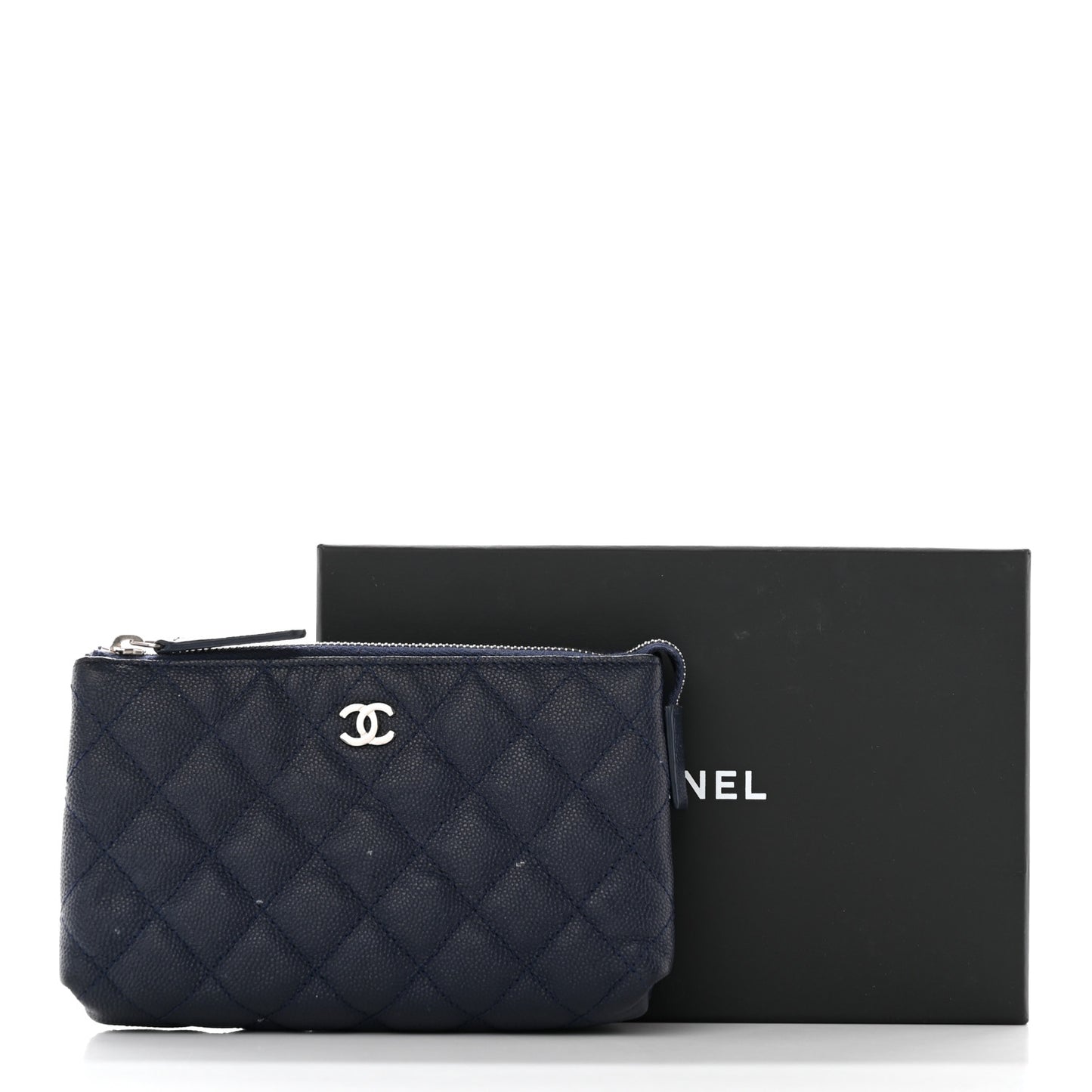 Caviar Quilted Small Pouch Navy