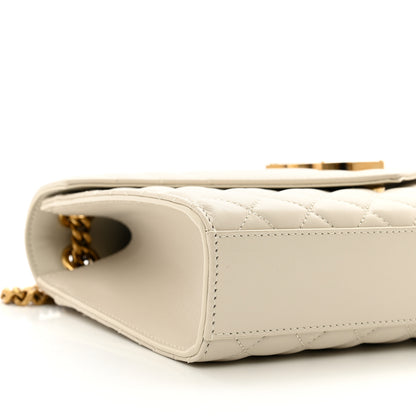 Saint Laurent Lambskin Mixed Matelasse Triquilt Medium Monogram Satchel Blanc Vintage 9 of 10