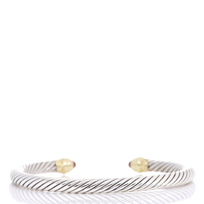 David Yurman Sterling Silver 14K Yellow Gold Garnet 5mm Cable Classics Petite Color Bracelet 3 of 5