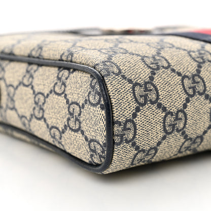 Gucci GG Supreme Monogram Textured Dollar Calfskin Web Small Ophidia Messenger Bag Beige Blue 9 of 10