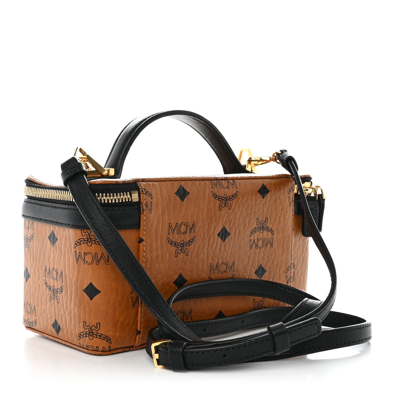 MCM Visetos Vanity Case Cognac Black 3 of 10