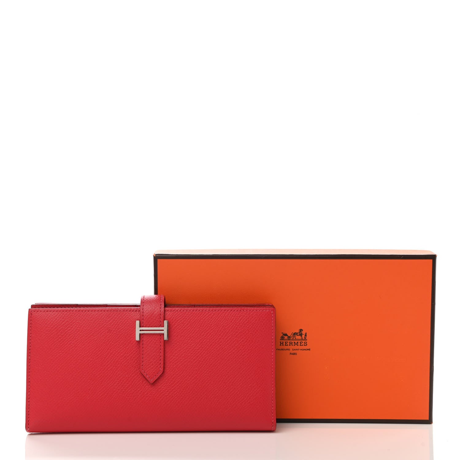 Hermes Epsom Bearn Gusset Wallet Rouge Casaque 8 of 8