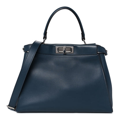 Fendi Vitello Seta Shiny Nappa Elaphe Medium Peekaboo Iconic Satchel Notturno Natural 1 of 8