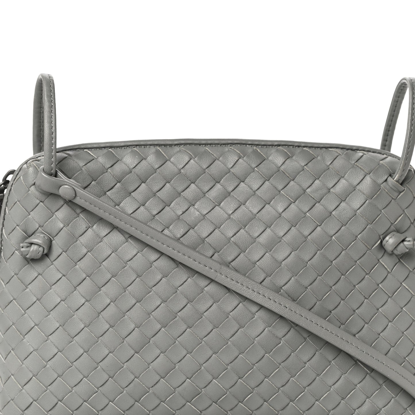 Nappa Intrecciato Nodini Crossbody Messenger Light Grey