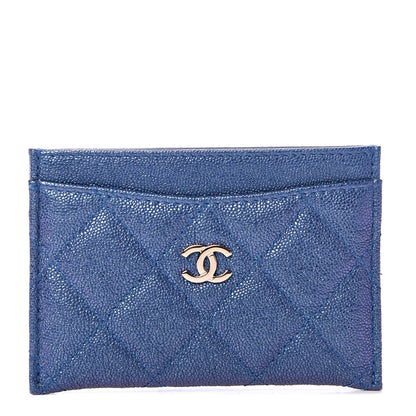 Chanel Iridescent Caviar Quilted Card Holder Dark Blue 1 of 9