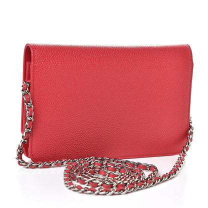 Chanel Caviar Timeless CC Wallet On Chain WOC Red 4 of 12