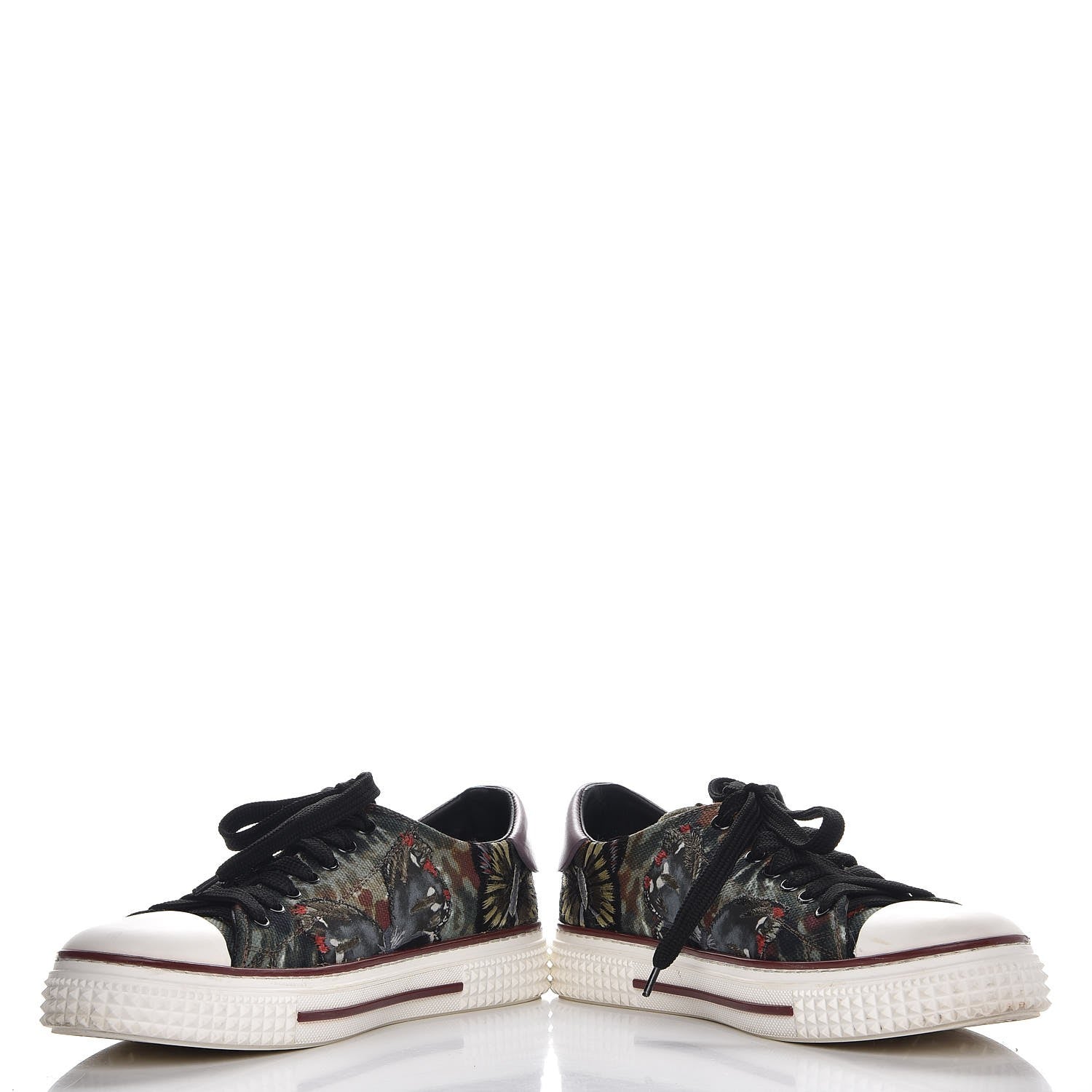 Valentino Garavani Canvas Butterfly Applique Embroidered Low Top Sneakers 40 Military Green 5 of 12
