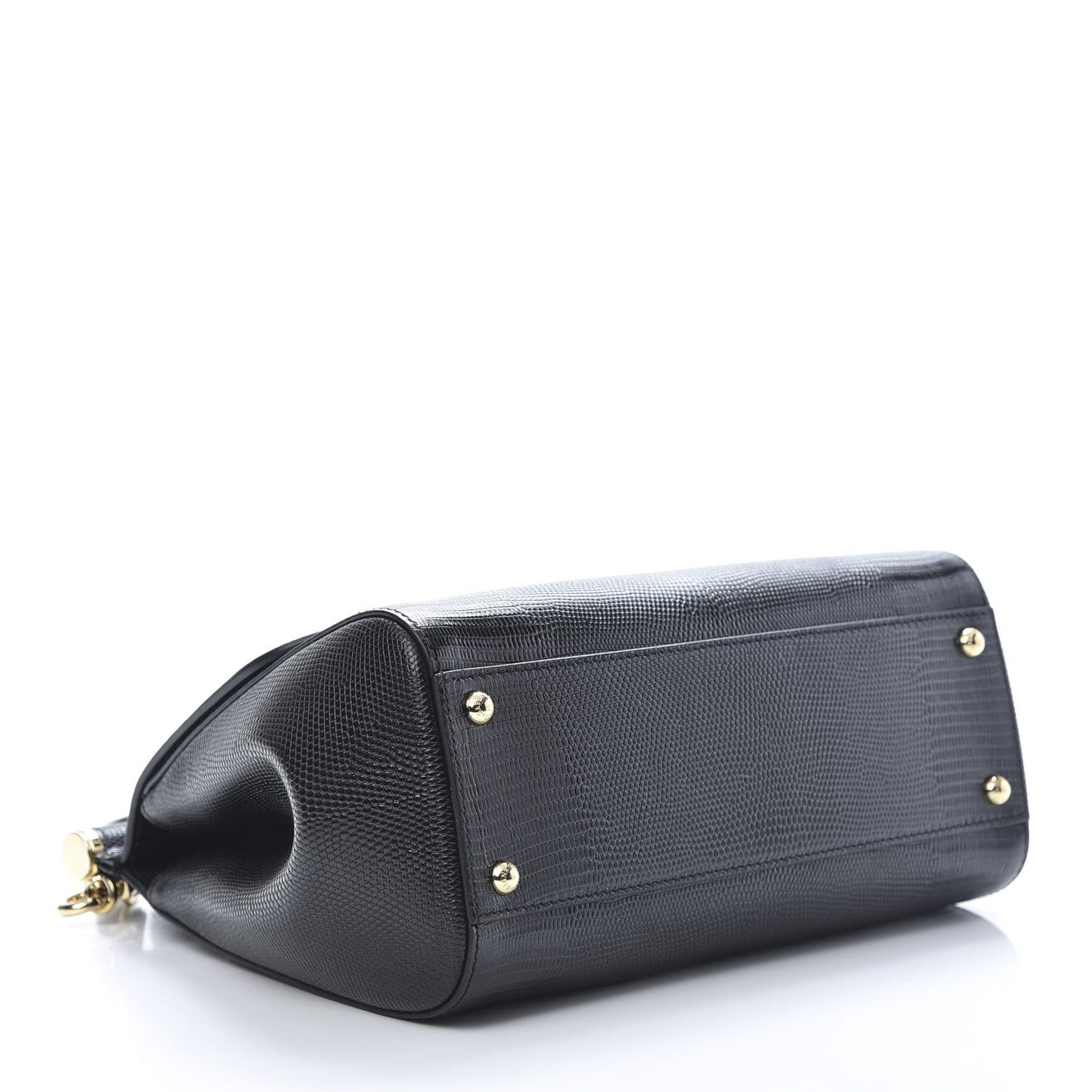 Iguana Calfskin Embossed Medium Miss Sicily Satchel Black