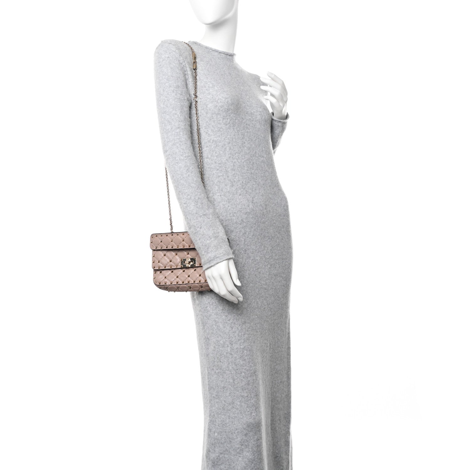 Valentino Garavani Nappa Small Rockstud Spike Shoulder Bag Poudre 2 of 11