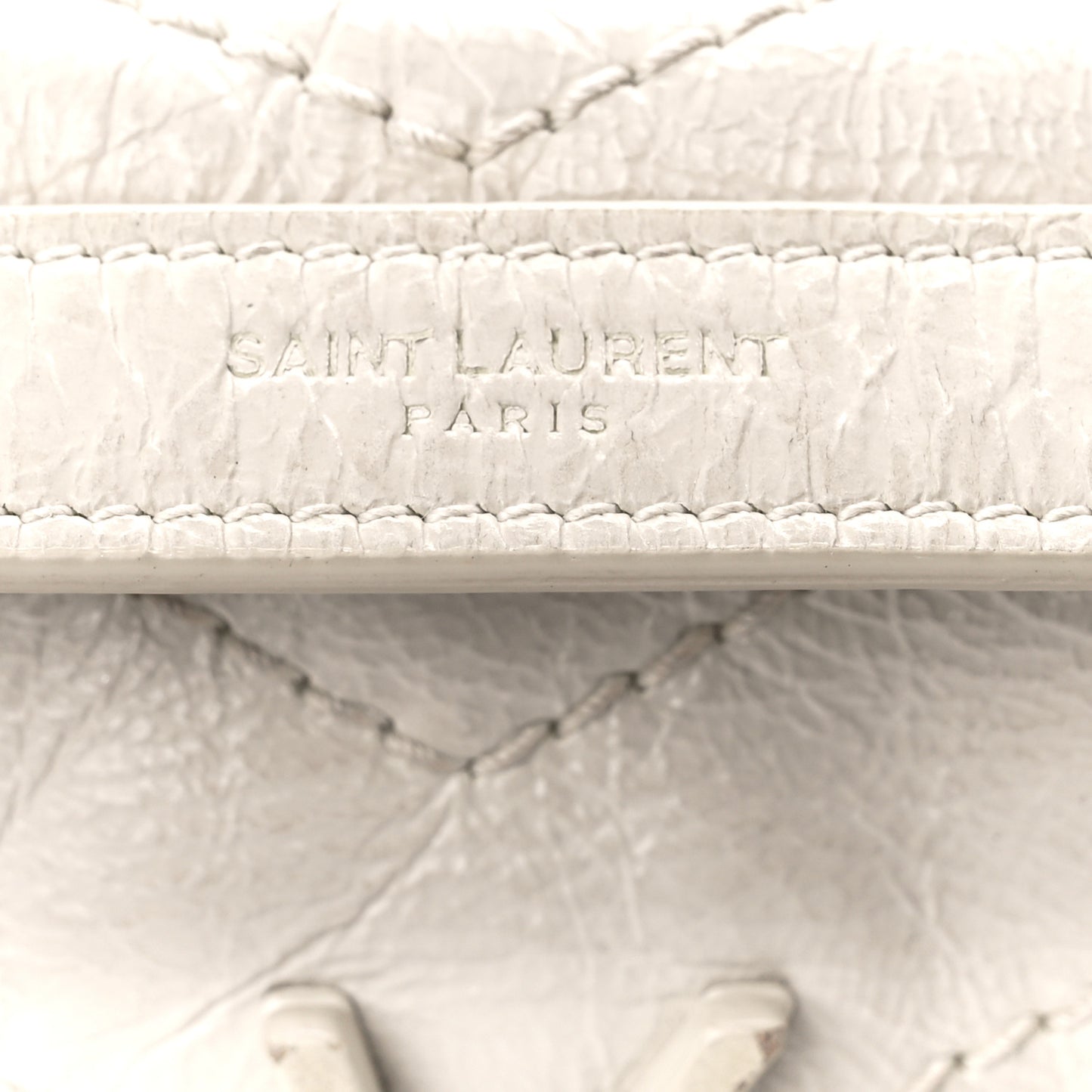 Crinkled Calfskin Matelasse Monogram Baby Niki Chain Satchel White