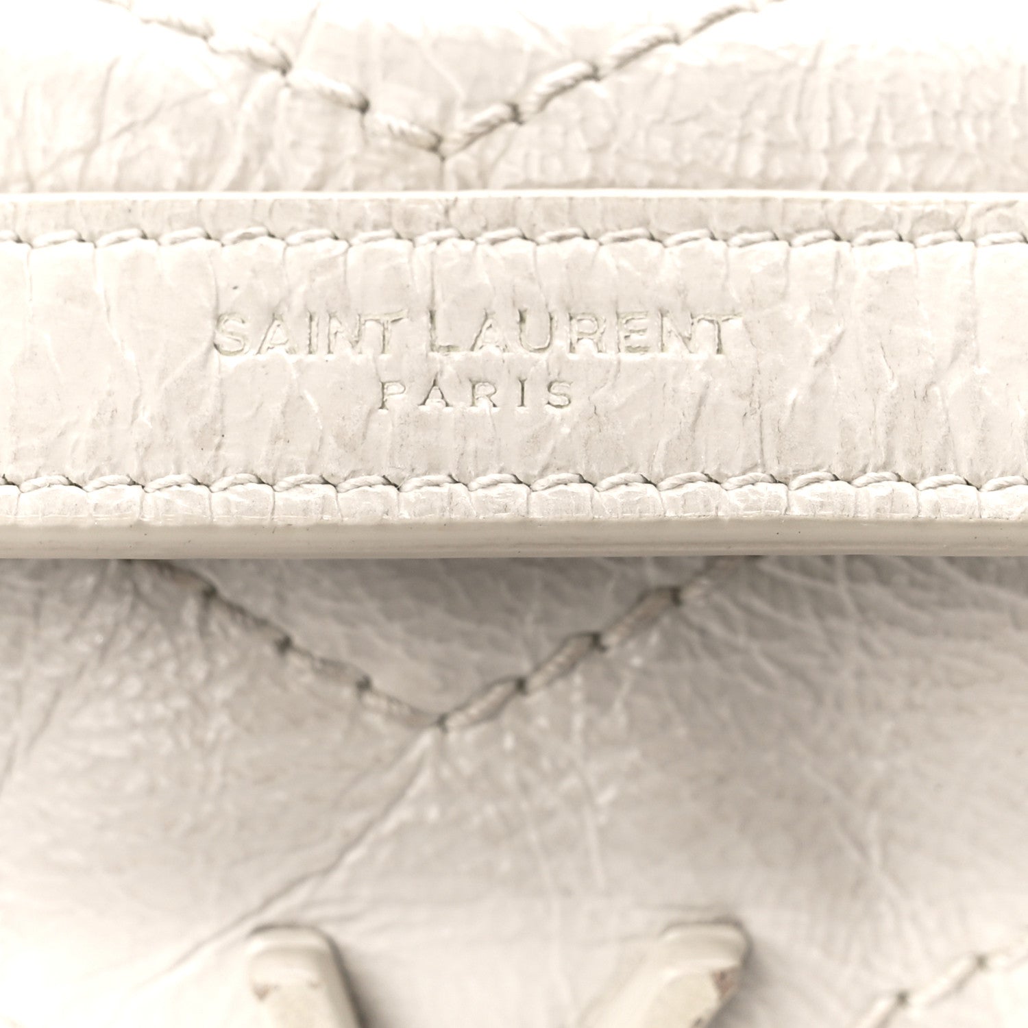 Saint Laurent Crinkled Calfskin Matelasse Monogram Baby Niki Chain Satchel White 9 of 12