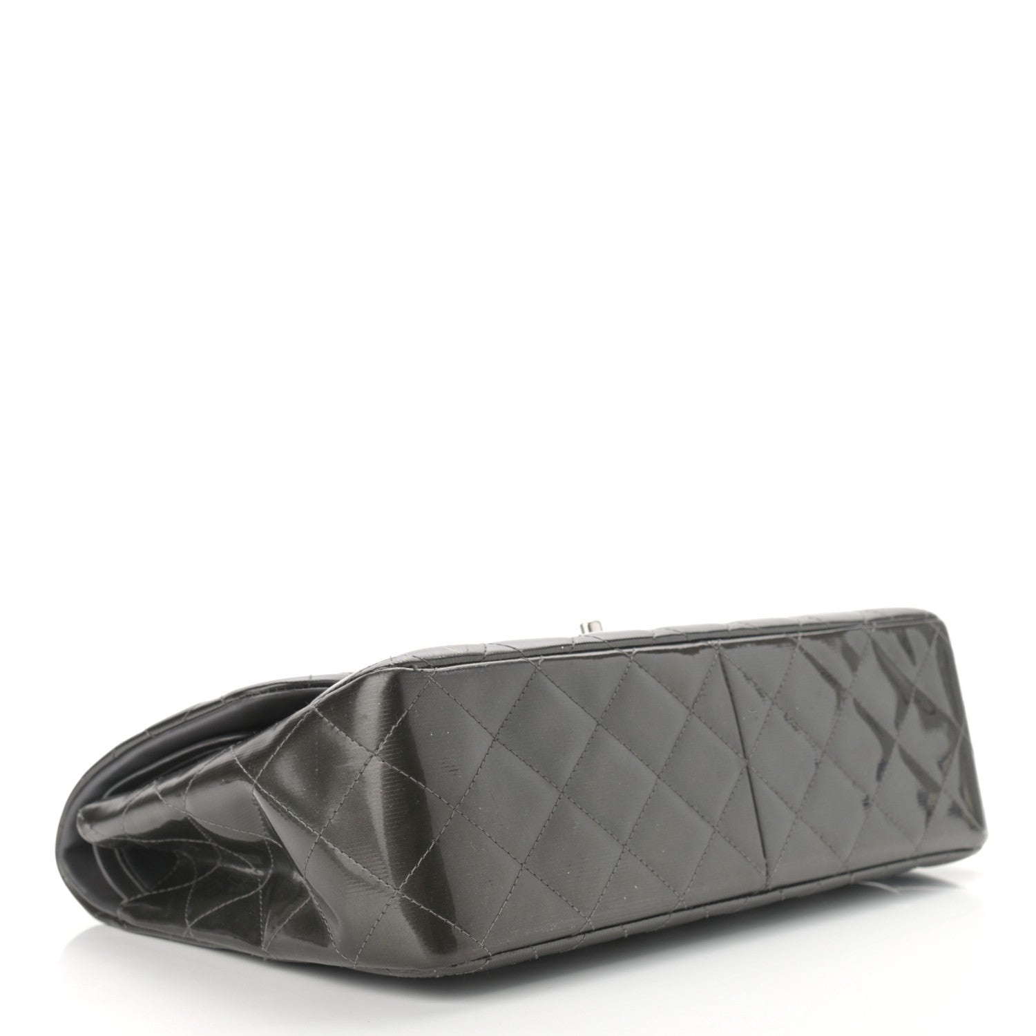 Chanel Striated Patent Quilted Jumbo Double Flap Black 4 of 17