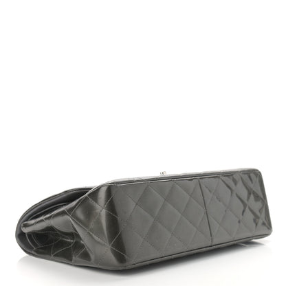 Chanel Striated Patent Quilted Jumbo Double Flap Black 4 of 17