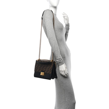 Fendi Vitello Liberty Bi-Color FF 1974 Embossed Chain Strap Kan U Shoulder Bag Black Maya 2 of 18