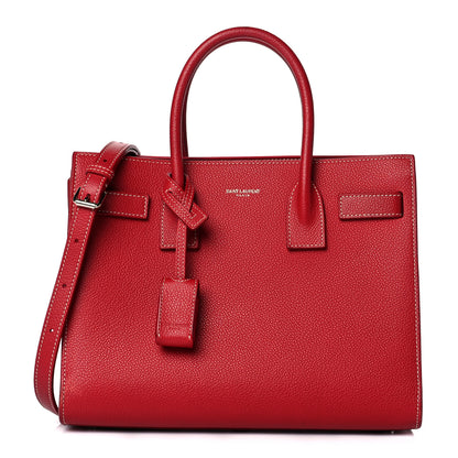 Saint Laurent Grained Calfskin Topstich Baby Sac De Jour Red 1 of 11
