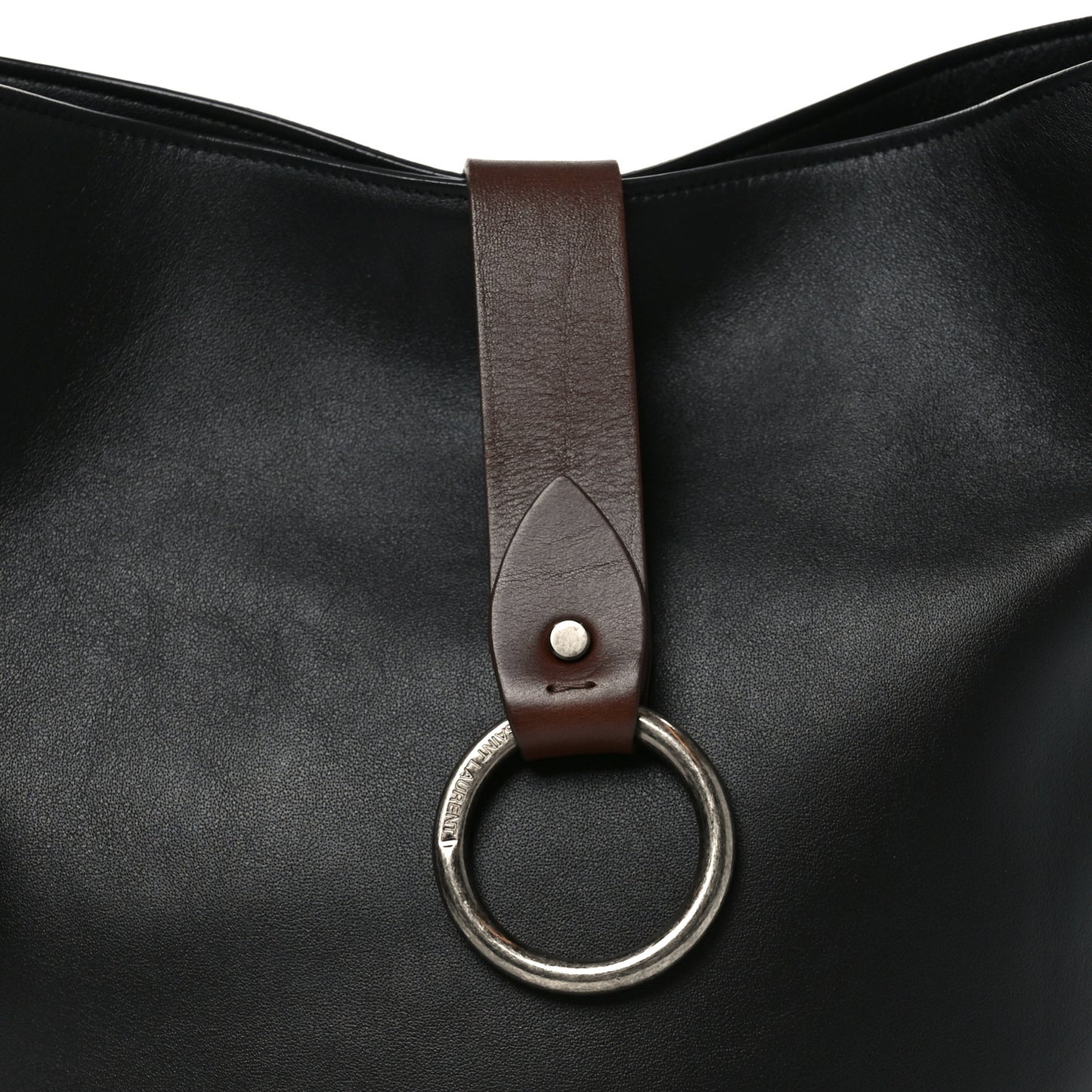 Calfskin Ring Tote Black Brown