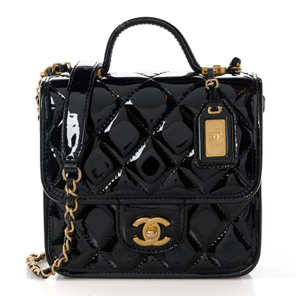 Chanel Patent School Memory Mini Top Handle Flap Black 1 of 12