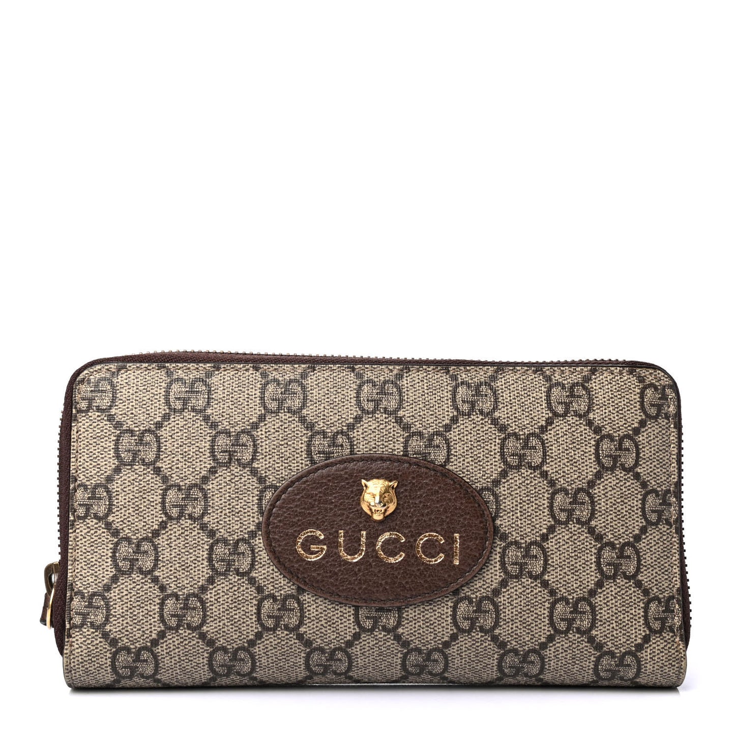 GG Supreme Monogram Neo Vintage Zip Around Wallet Beige Crop New Acero